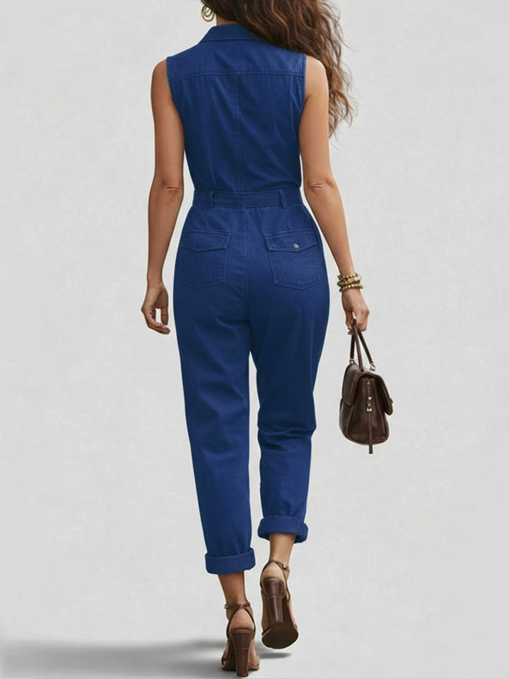 Emmeline – Sleeveless Zip-Front Utility Jumpsuit