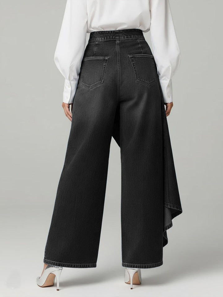 Daphne – Wide-Leg Denim Jeans with Asymmetric Overlay