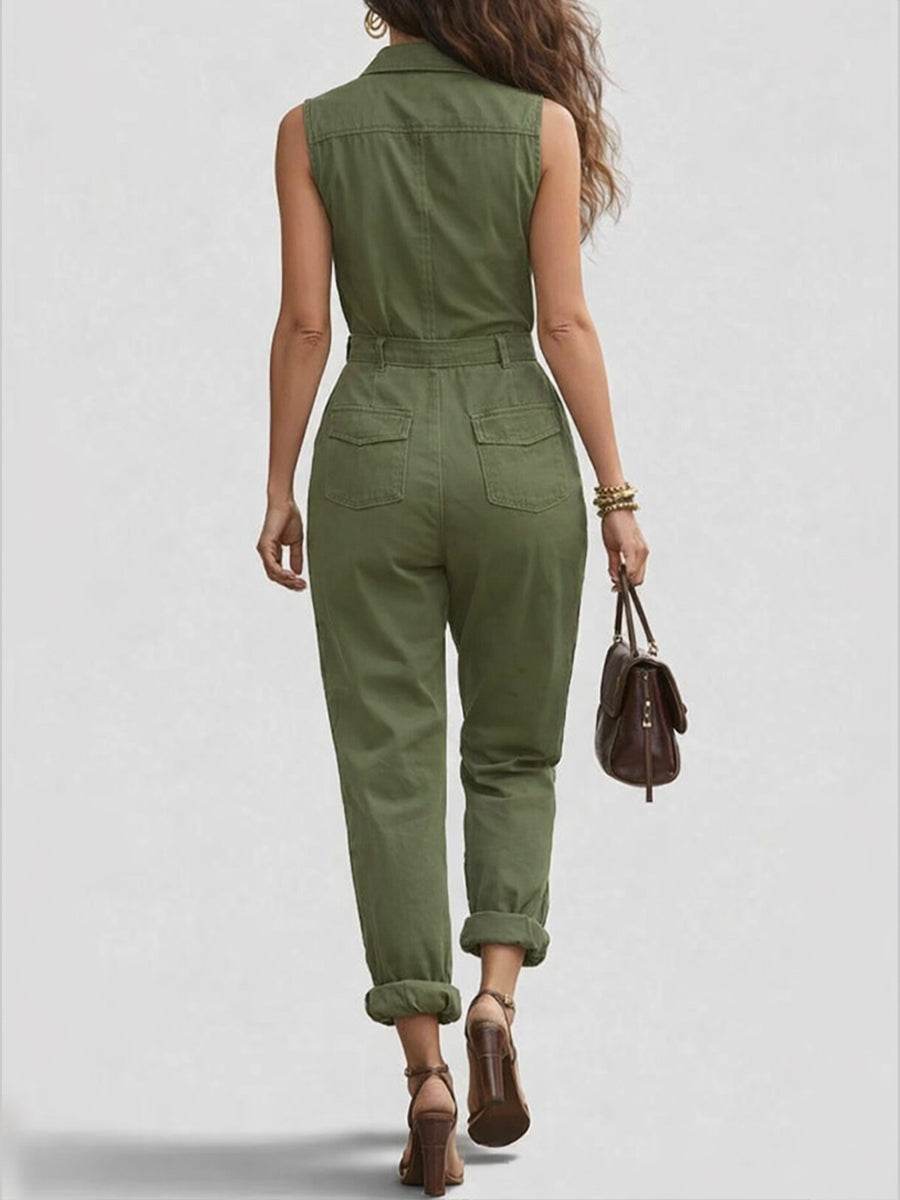 Emmeline – Sleeveless Zip-Front Utility Jumpsuit