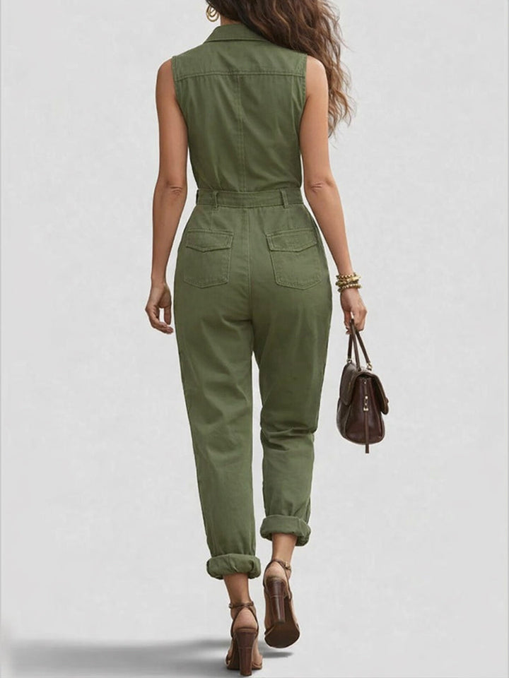 Emmeline – Sleeveless Zip-Front Utility Jumpsuit