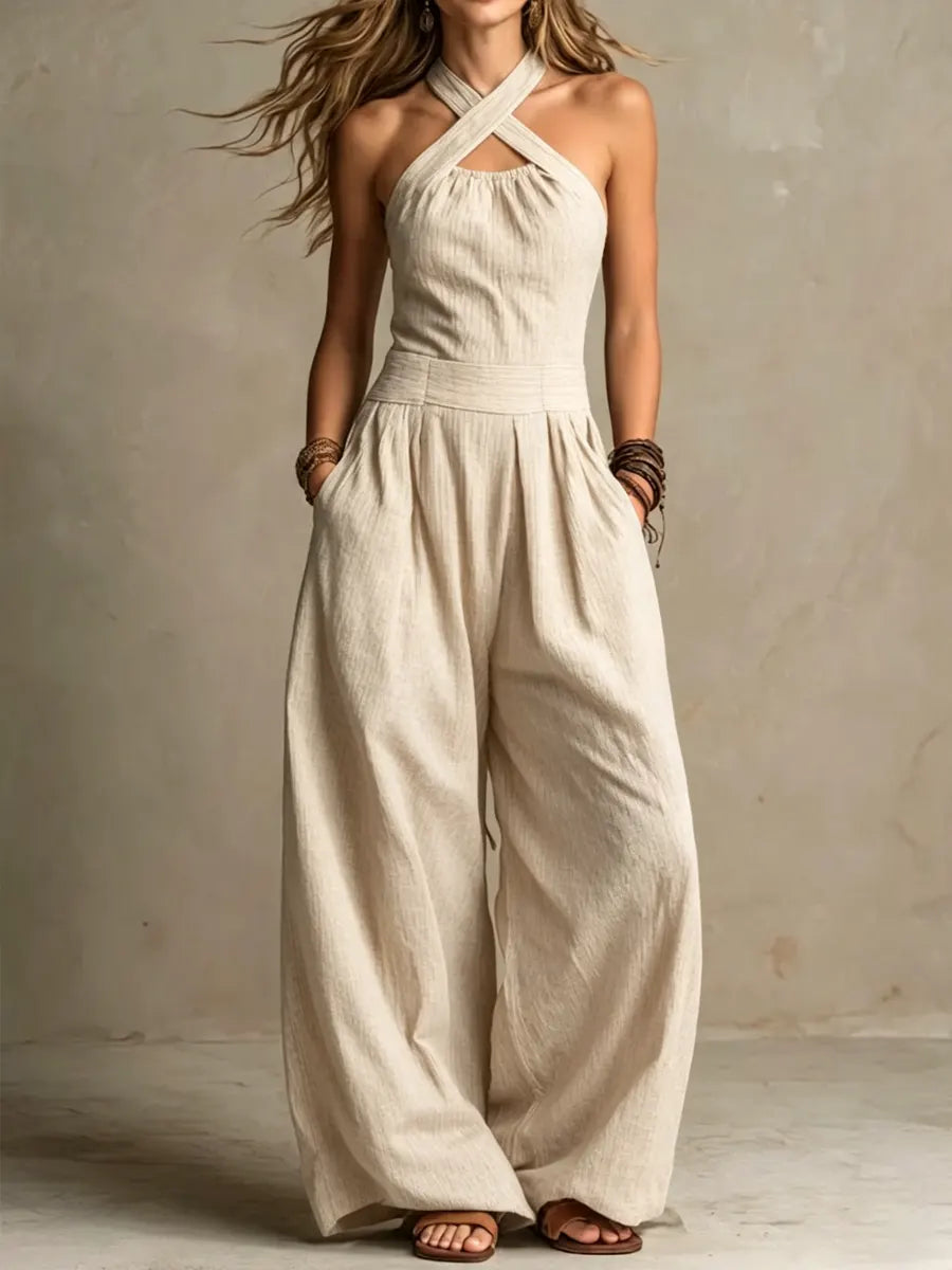 Susannah – Wide-Leg Halter Jumpsuit