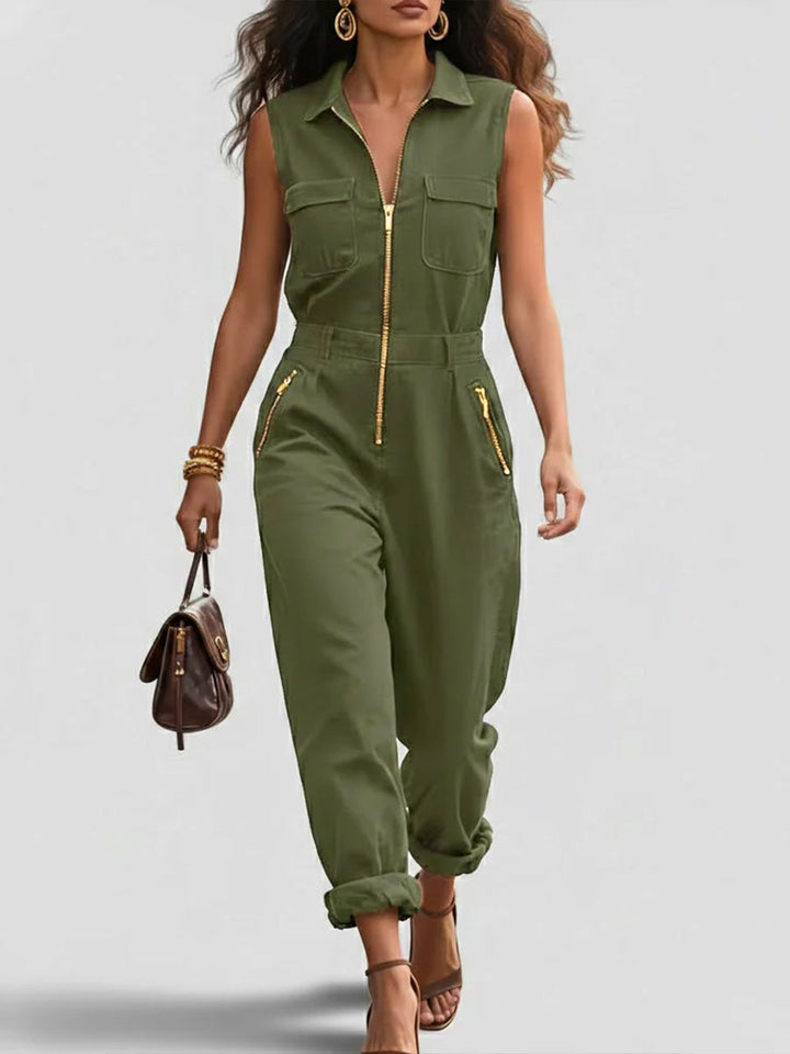 Emmeline – Sleeveless Zip-Front Utility Jumpsuit
