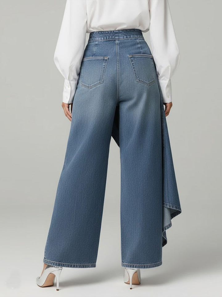 Daphne – Wide-Leg Denim Jeans with Asymmetric Overlay