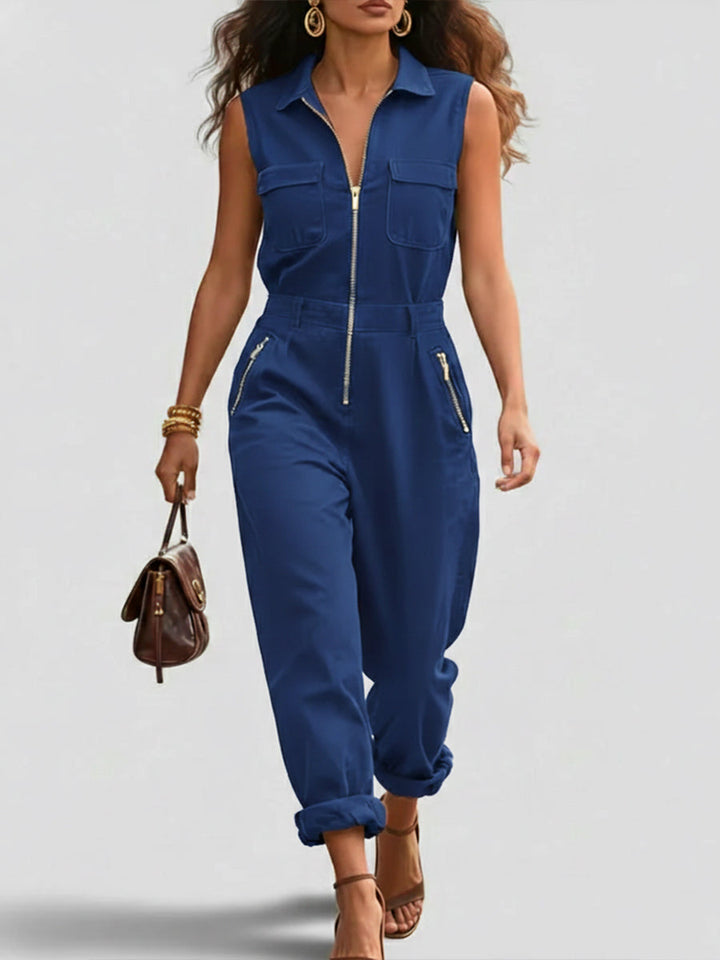 Emmeline – Sleeveless Zip-Front Utility Jumpsuit