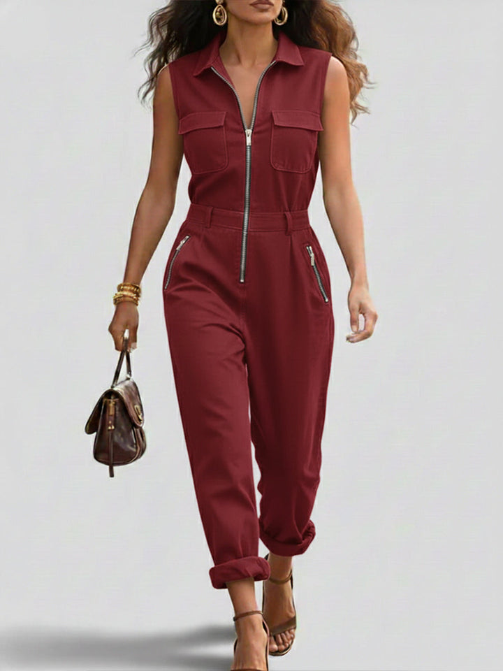 Emmeline – Sleeveless Zip-Front Utility Jumpsuit