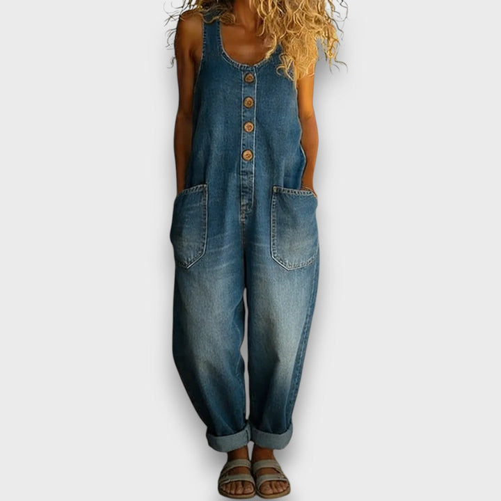 Iona – Relaxed Denim Dungaree Jumpsuit