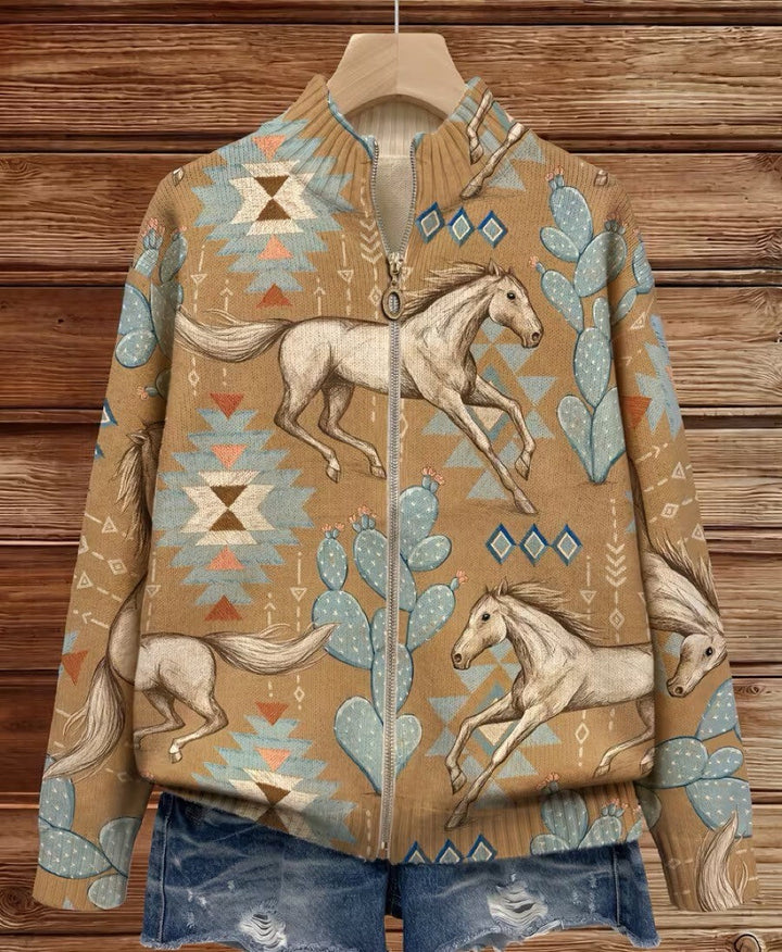 Drusilla – Desert Horse and Cactus Zip Jacket