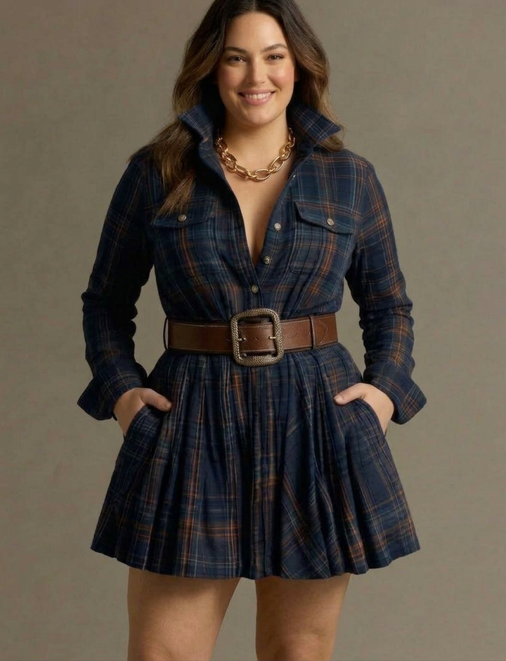 Heidi | Checked Mini Dress with Belt