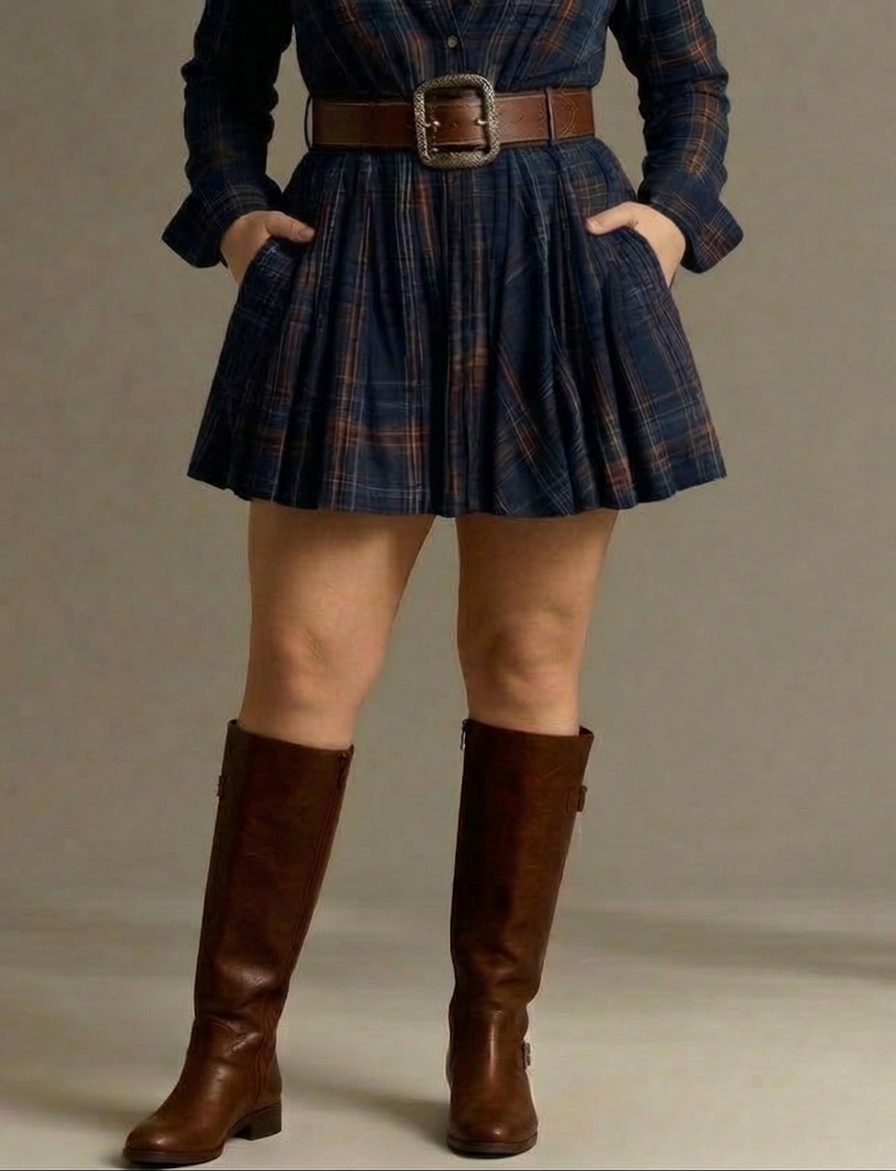 Heidi | Checked Mini Dress with Belt