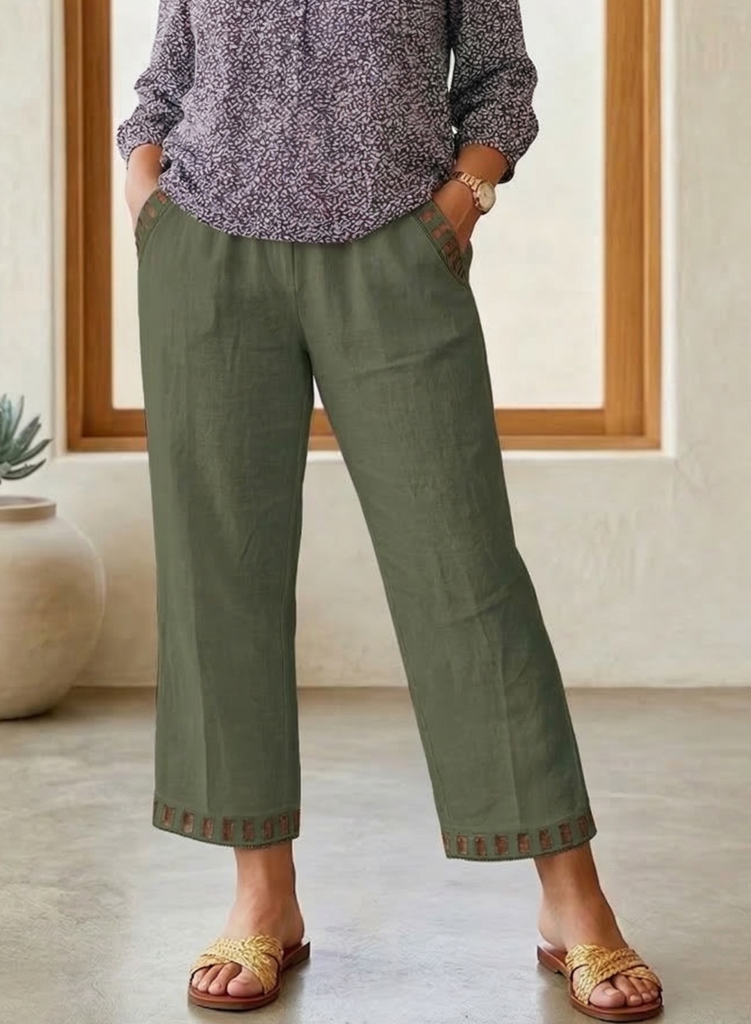 Brooklyn | Contrast Trim Cropped Trousers