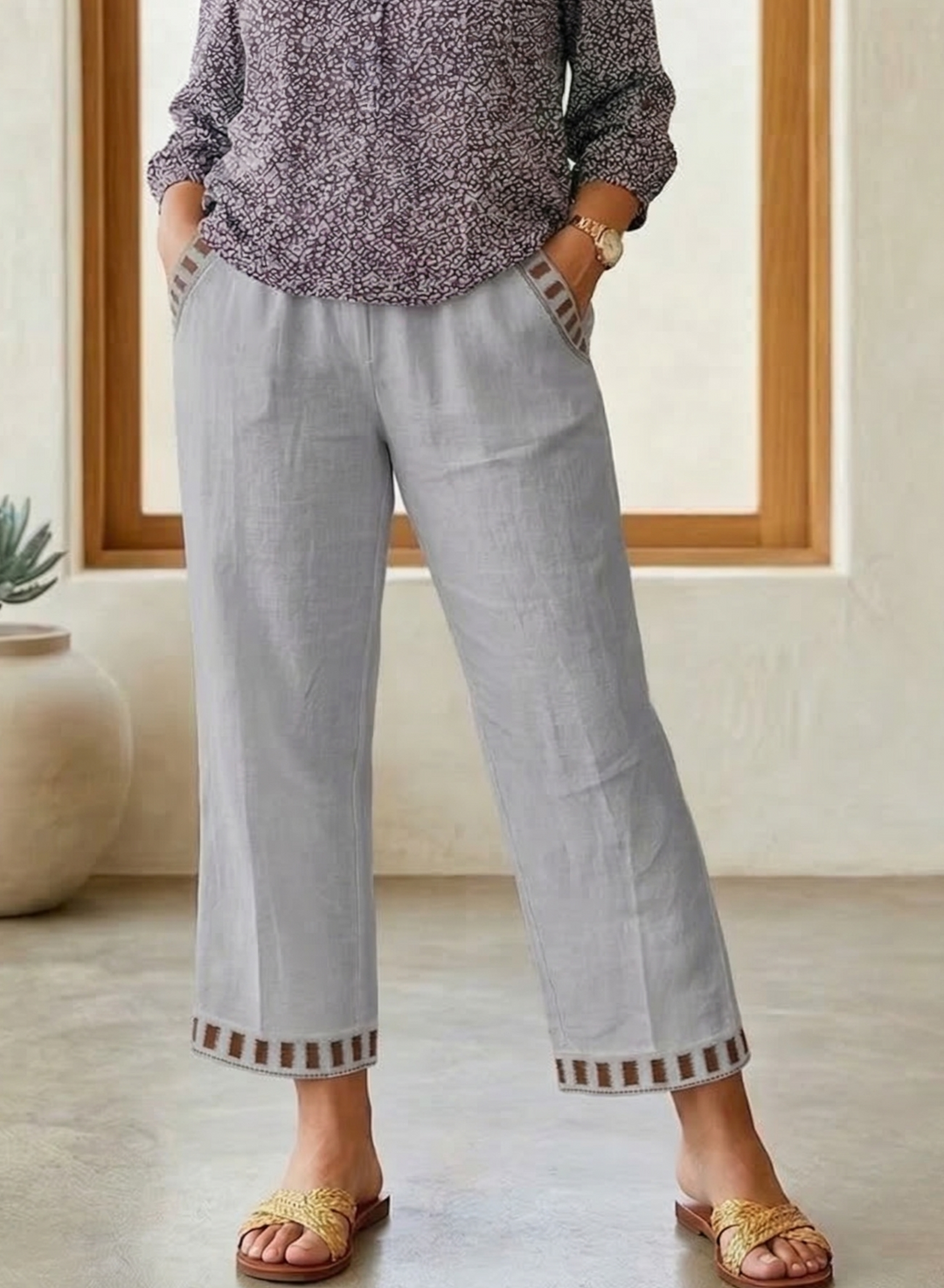 Brooklyn | Contrast Trim Cropped Trousers