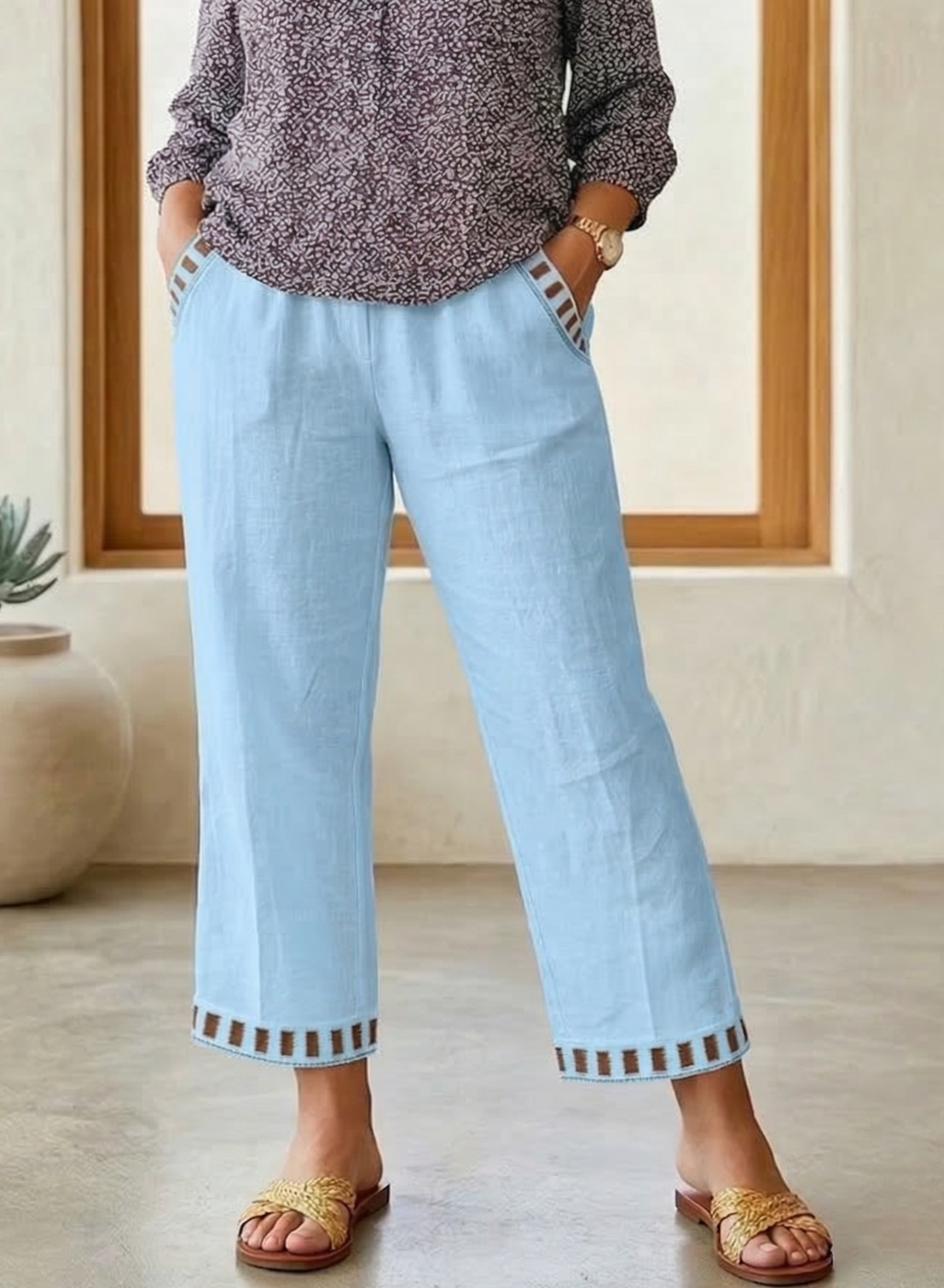 Brooklyn | Contrast Trim Cropped Trousers