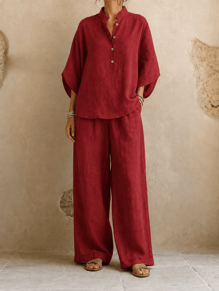 Zara – Batwing Blouse and Wide-Leg Trousers Set