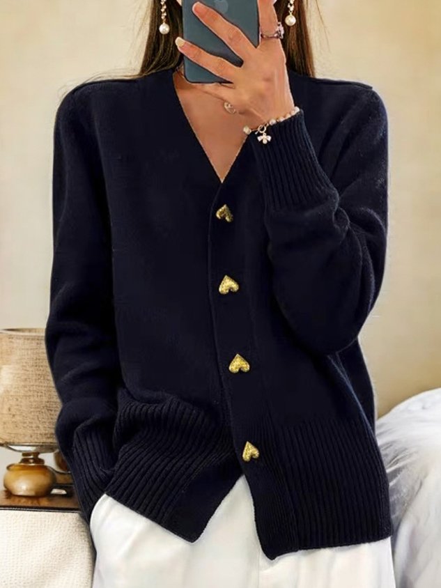 Freda – Heart Button Knit Cardigan