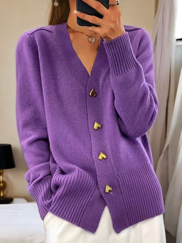 Freda – Heart Button Knit Cardigan