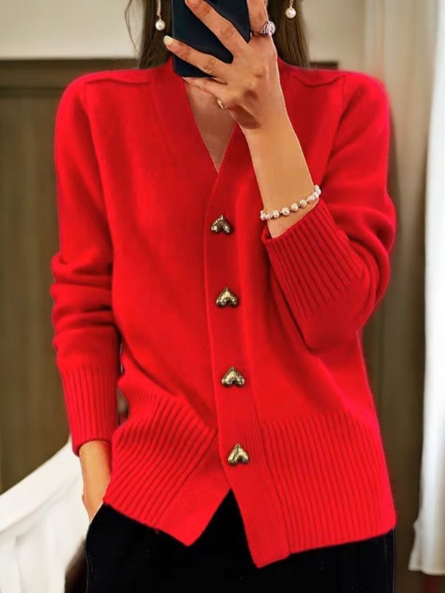 Freda – Heart Button Knit Cardigan