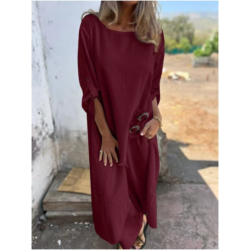 Sophia | Linen Dress + Trousers - Comfortable Two-Piece Set