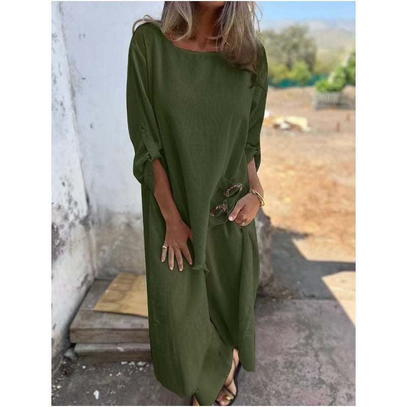 Sophia | Linen Dress + Trousers - Comfortable Two-Piece Set