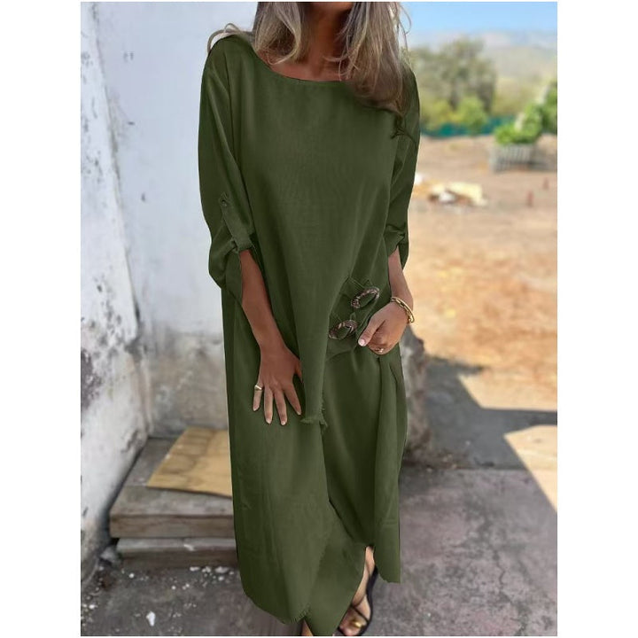 Sophia | Linen Dress + Trousers - Comfortable Two-Piece Set