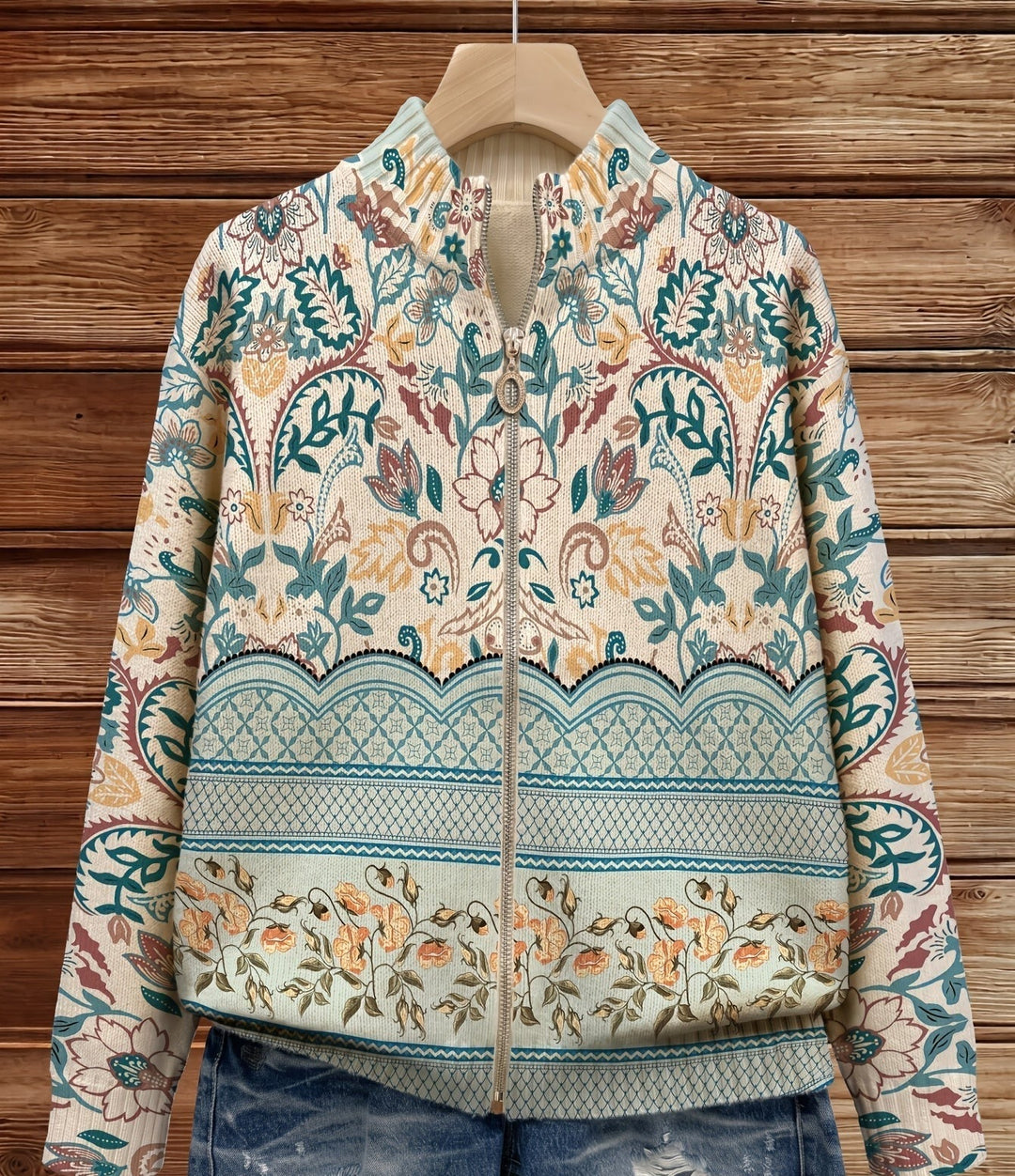 Pamela – Botanical Print Zip-Up Jacket