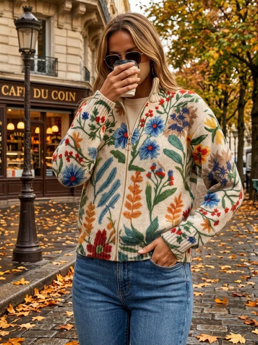 Felicity – Botanical Floral Zip Cardigan