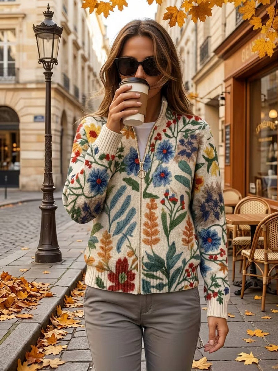 Felicity – Botanical Floral Zip Cardigan