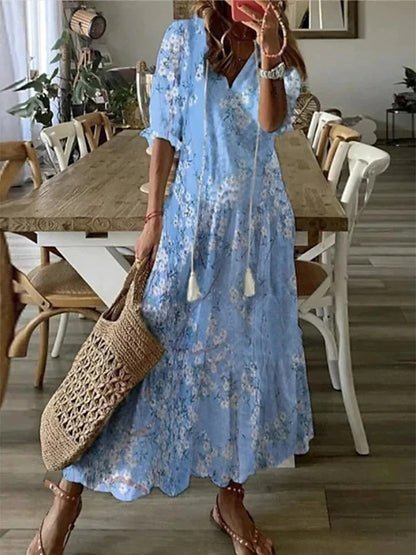Patricia – Boho Ikat Midi Dress