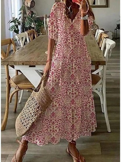 Patricia – Boho Ikat Midi Dress