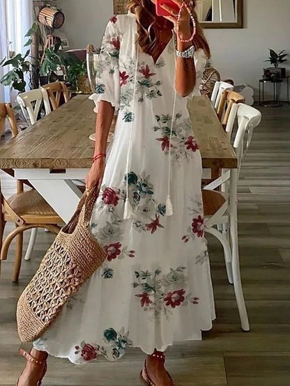 Patricia – Boho Ikat Midi Dress