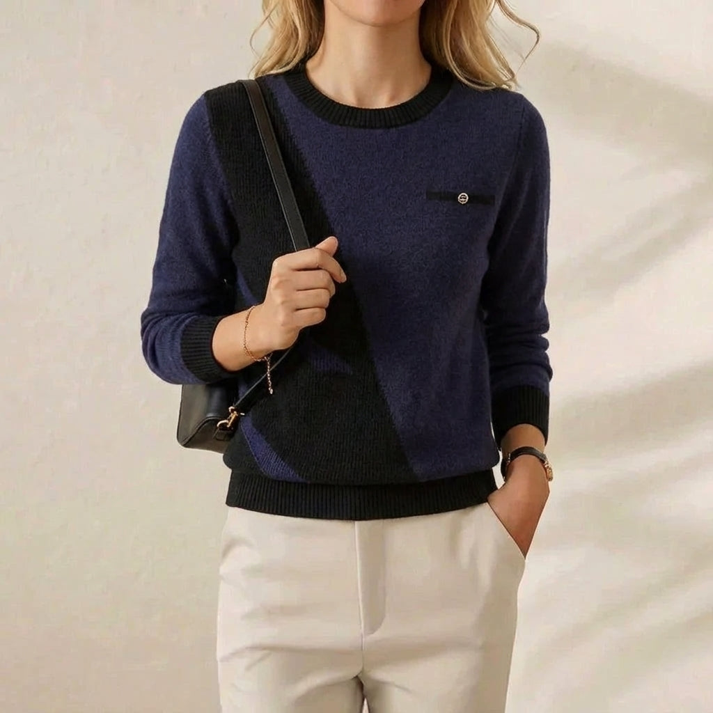 Iris – Crew Neck Jumper with Contrast Trim