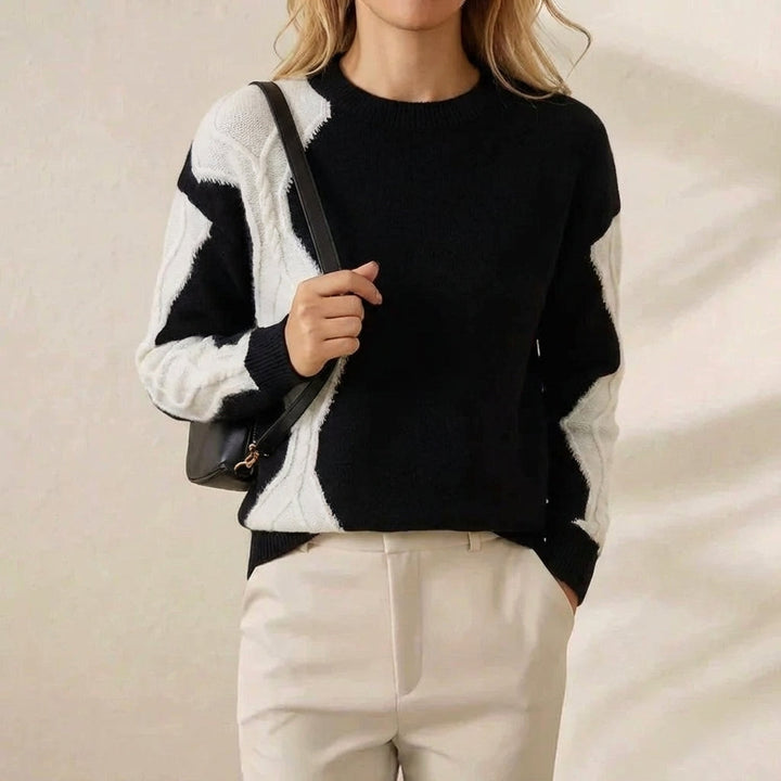 Lorraine – Crew Neck Colour-Block Knit Jumper