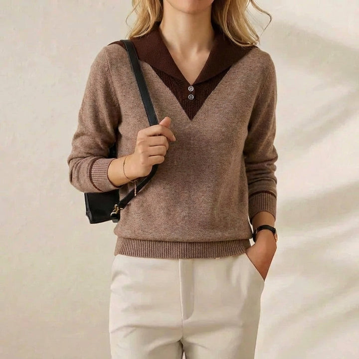 Prudence – Contrast Collar Knit Jumper
