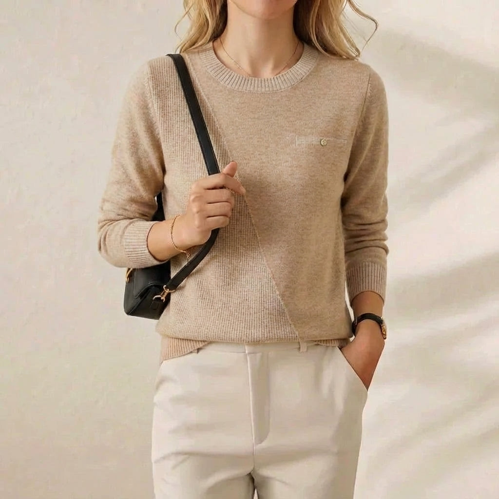 Iris – Crew Neck Jumper with Contrast Trim