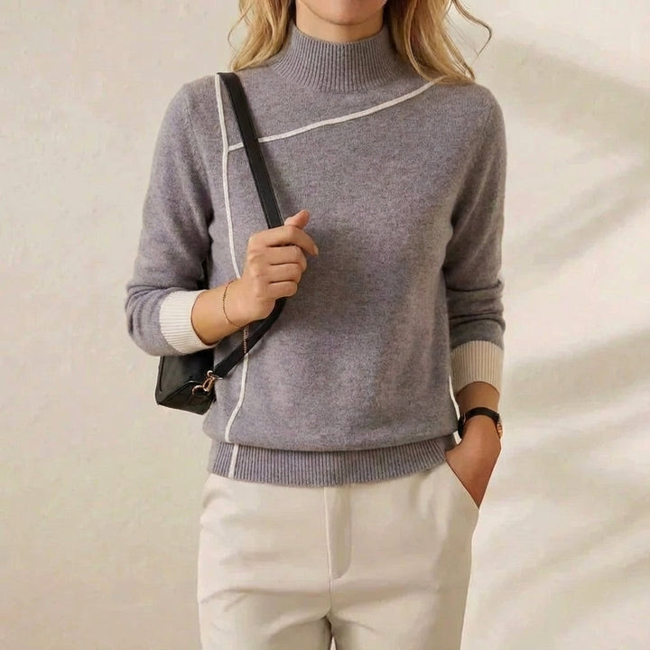 Rosamund – Turtleneck Jumper with Contrast Trim