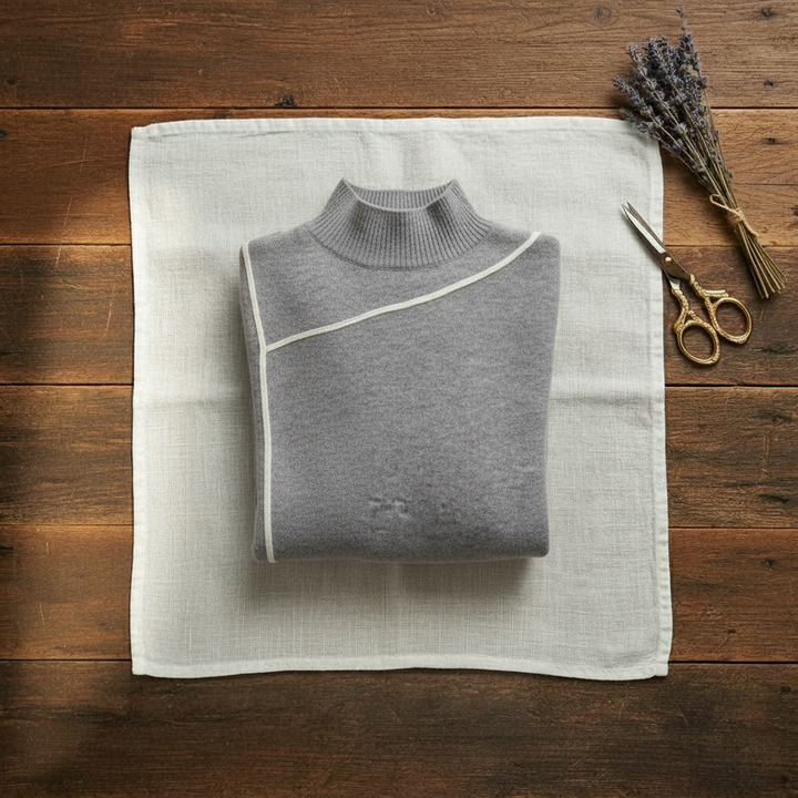 Rosamund – Turtleneck Jumper with Contrast Trim