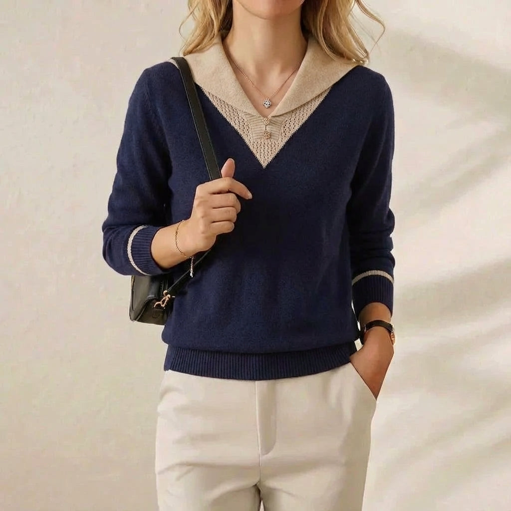 Prudence – Contrast Collar Knit Jumper