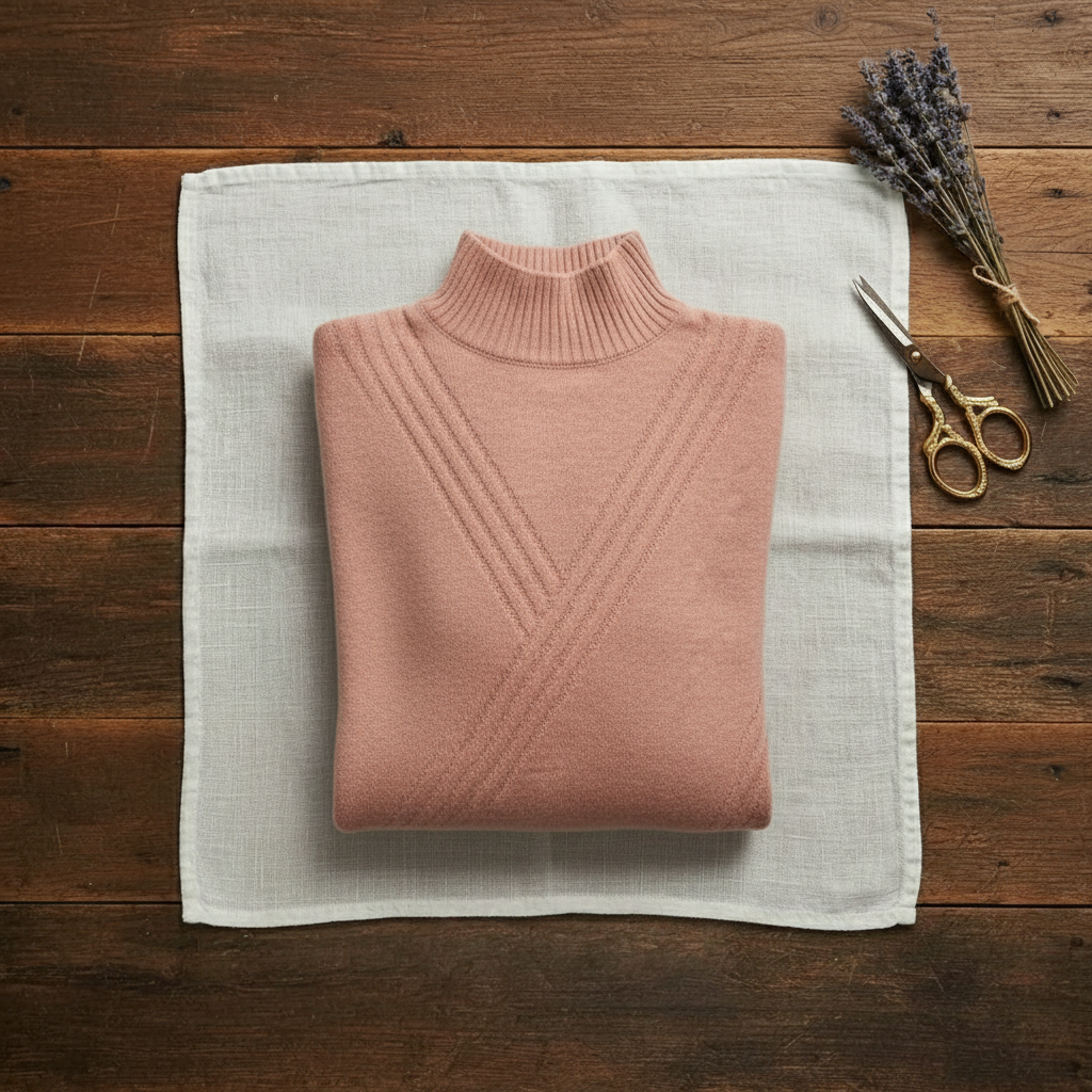Yvette – Turtleneck Knit Jumper with Striped Cuffs