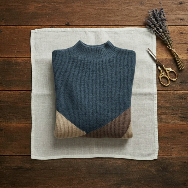 Bridget – Colour Block Mock Neck Jumper