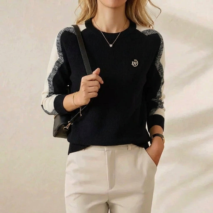Jennifer – Contrast Sleeve Knit Jumper