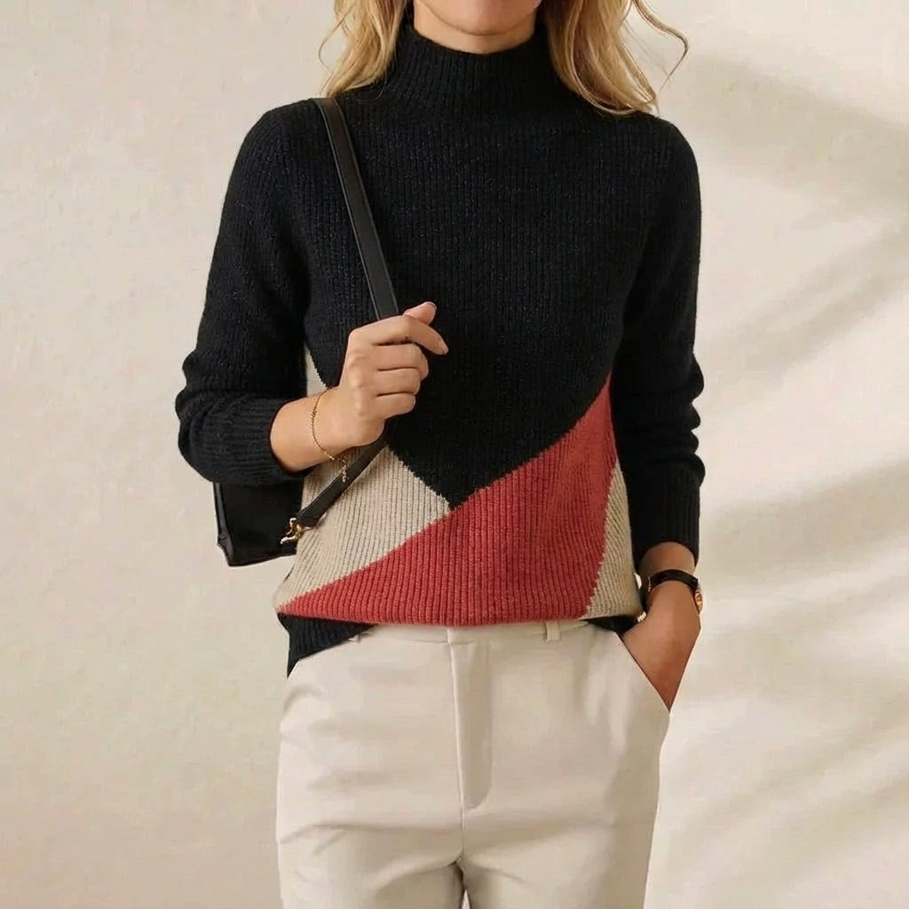 Doreen – Colour-Block Turtleneck Knit Jumper