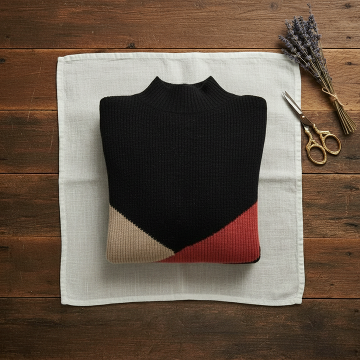 Doreen – Colour-Block Turtleneck Knit Jumper