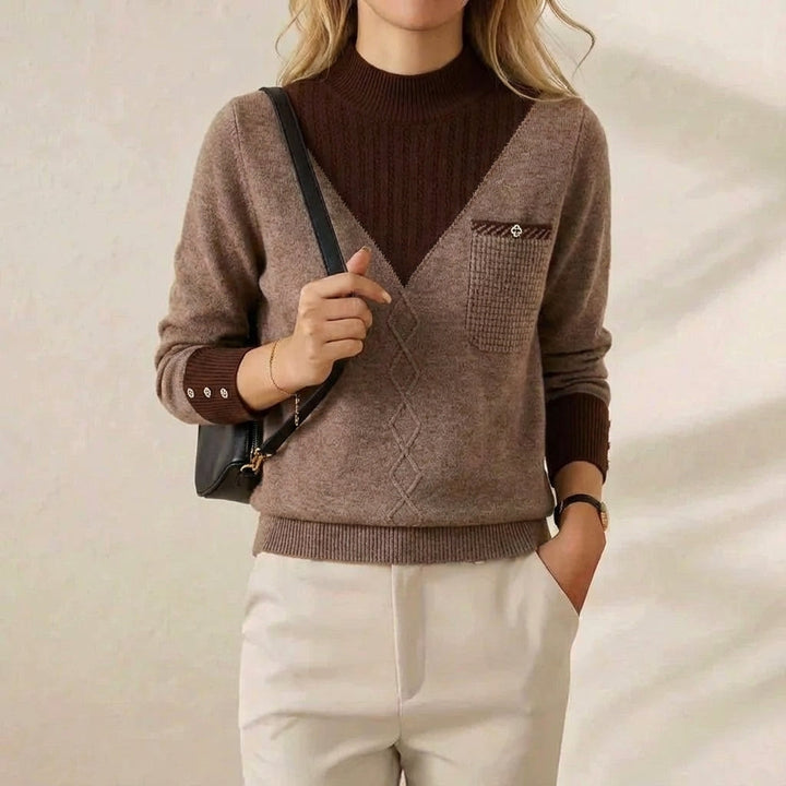 Doris – V-Neck Knit Jumper with Chest Pocket