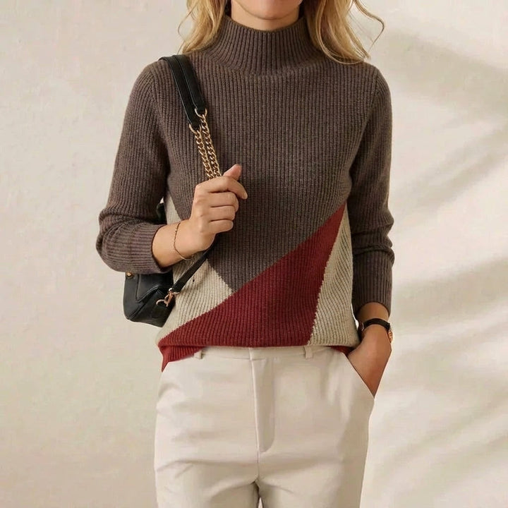 Doreen – Colour-Block Turtleneck Knit Jumper