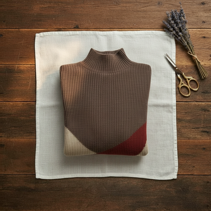 Doreen – Colour-Block Turtleneck Knit Jumper