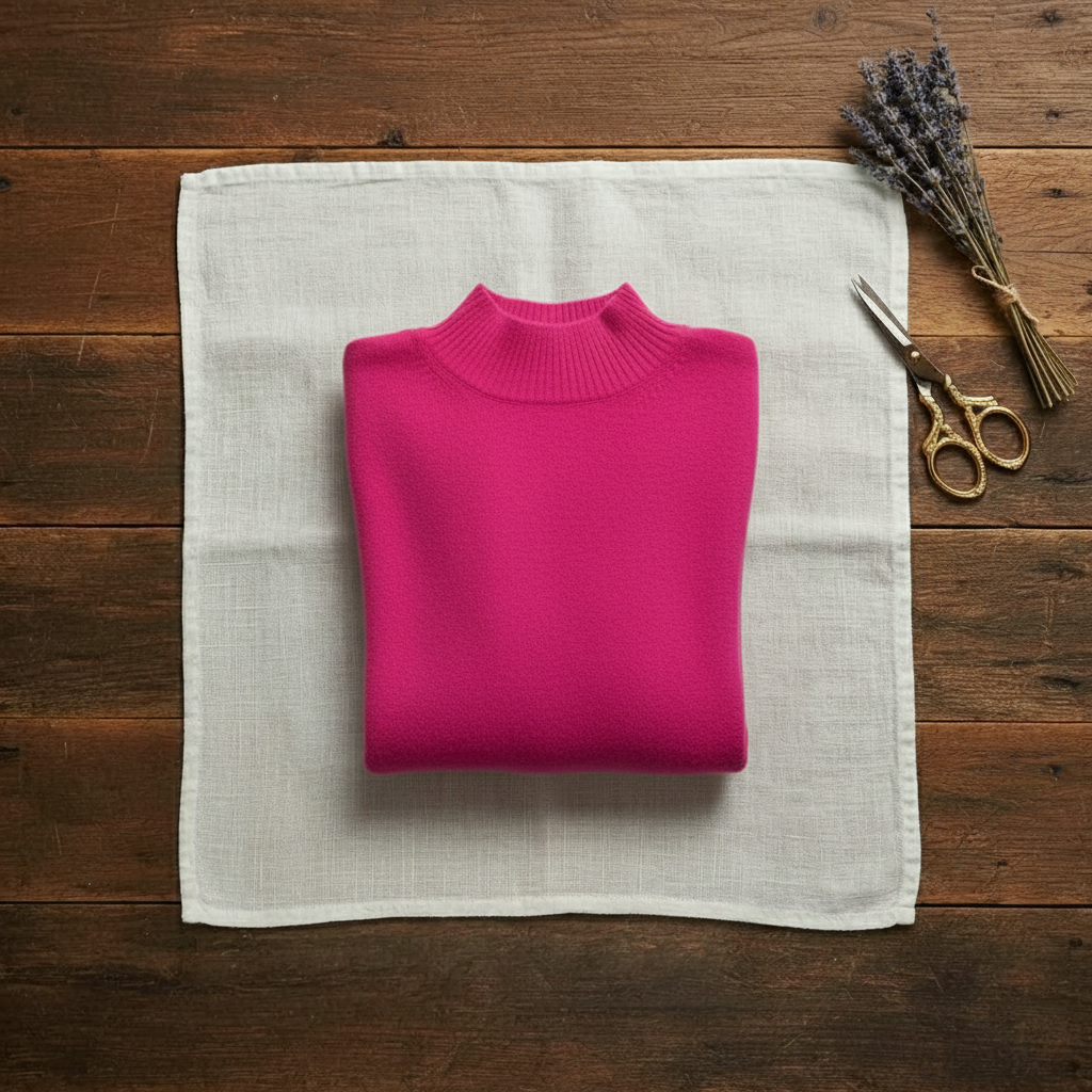 Janet – Turtleneck Jumper with Stripe Cuffs