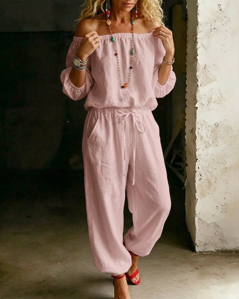 June – Off-Shoulder Drawstring Jumpsuit