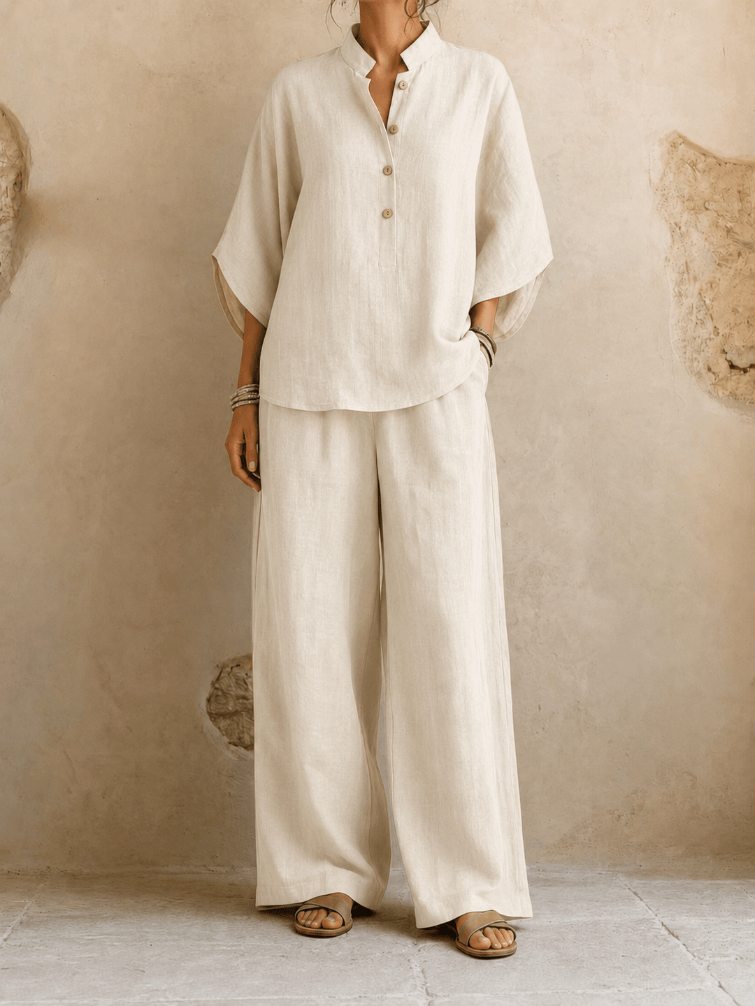Zara – Batwing Blouse and Wide-Leg Trousers Set