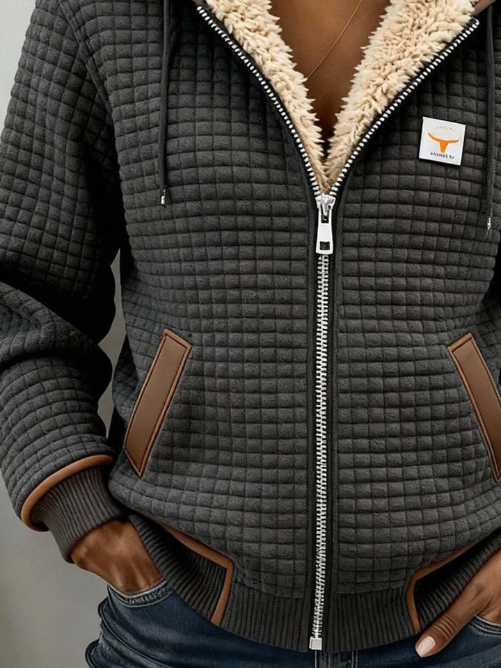 Brenda – Sherpa-Lined Quilted Zip-Up Hoodie