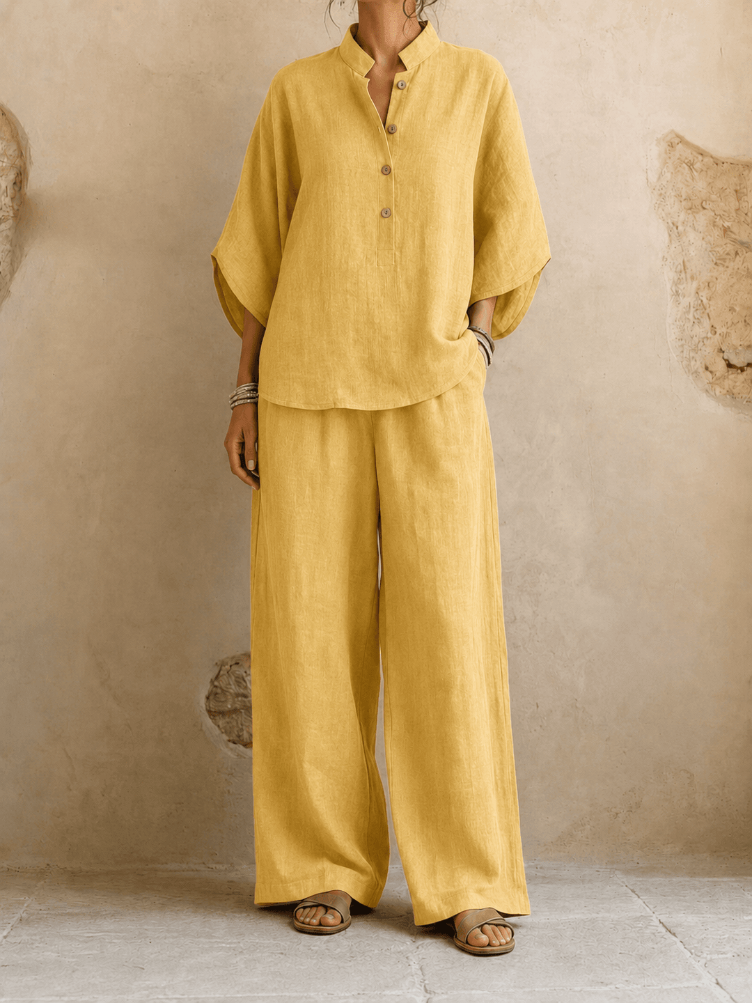 Zara – Batwing Blouse and Wide-Leg Trousers Set